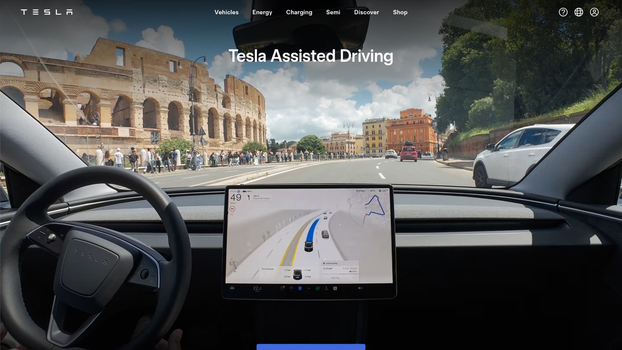 테슬라 영국 웹사이트 Tesla Assisted Driving 페이지